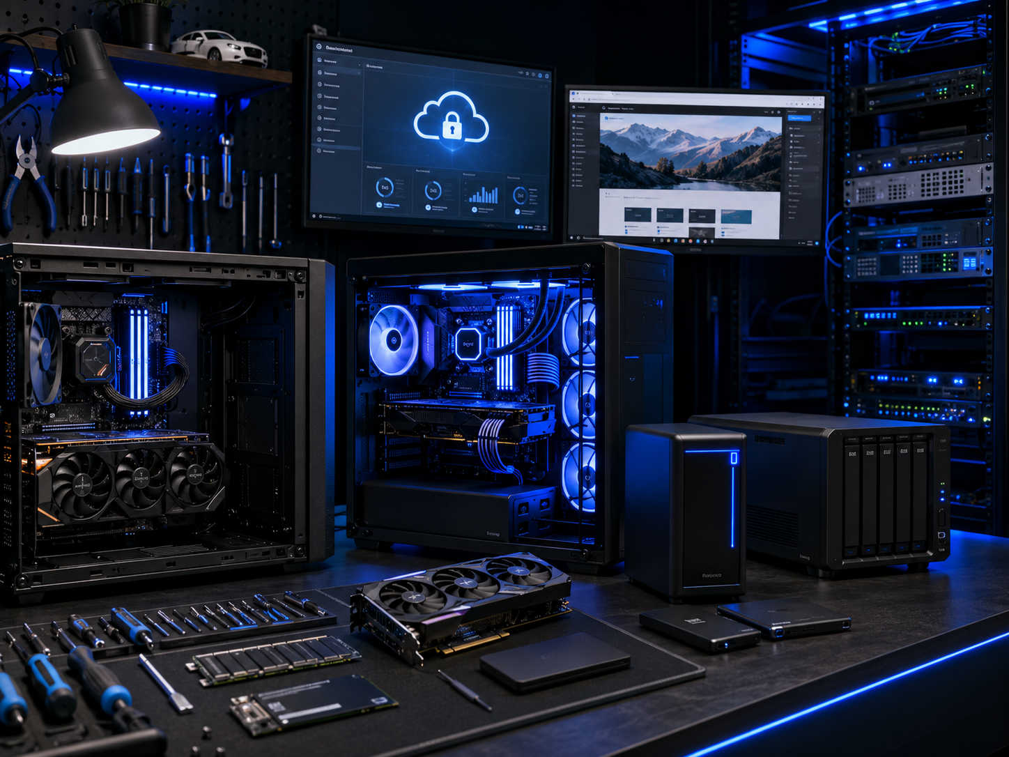 Professional computer repair and technology service environment