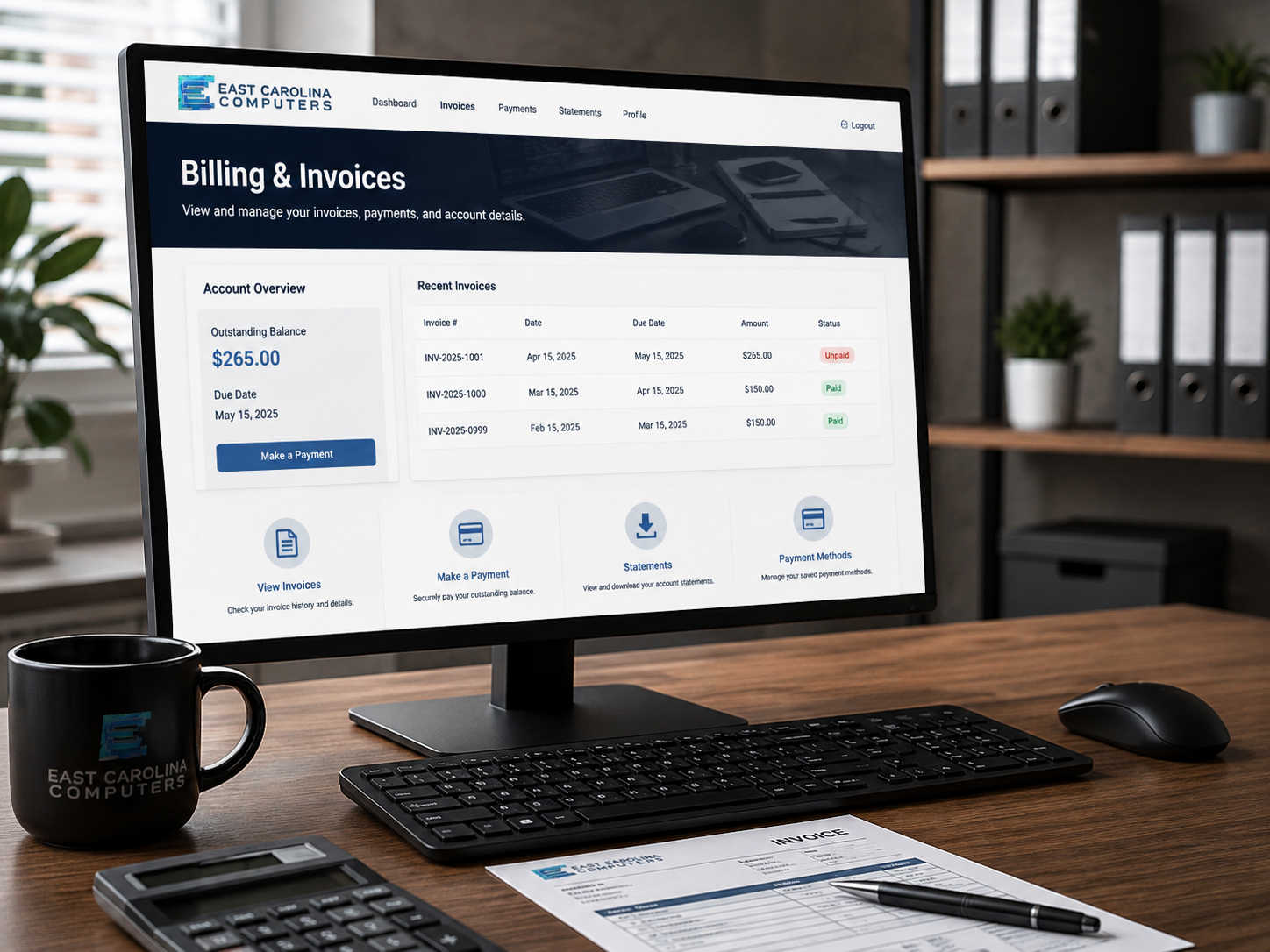 East Carolina Computers Billing Portal
